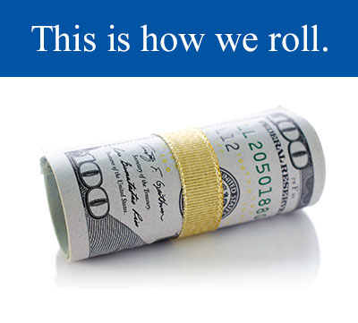 roll of hundred dollar bills