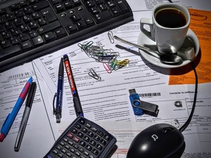 office supplies on desk