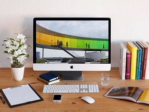 mac computer on desk