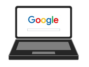 laptop with google on screen