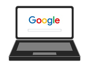 laptop with google on screen