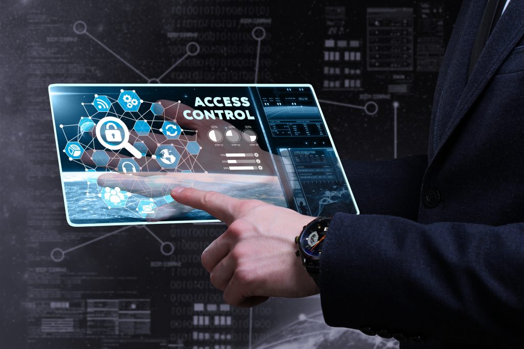 A pointer finger on a table for network access control.