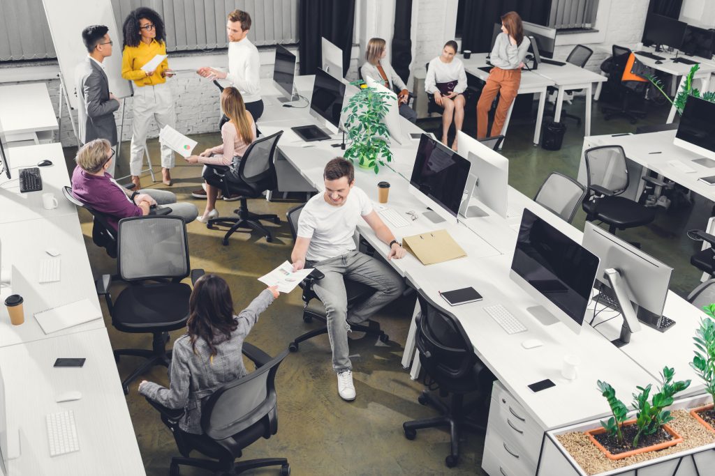 large office with employees at work