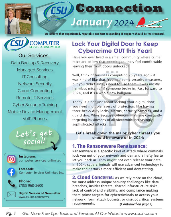 Newsletter Archive | Computer Services Unlimited, Inc.