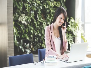 woman talking on phone